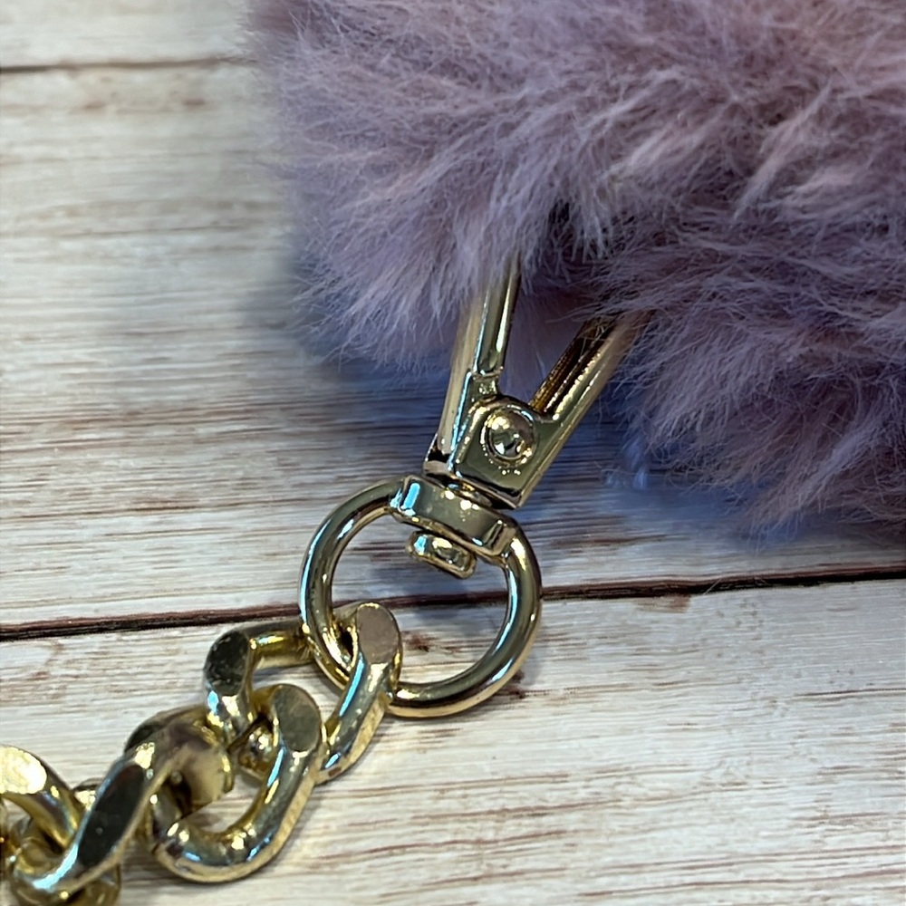 Isaac Mizrahi Faux Lavender Fur Gold Chain Strap Mini Crossbody Mini Handbag - Picture 7 of 12